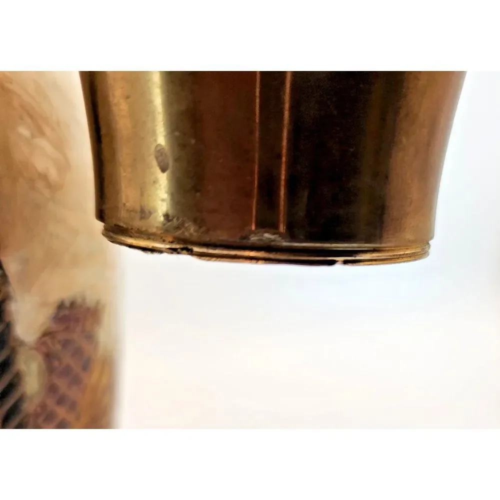 Vintage Enamel on‎ Brass Vase w/ Removable Neck Fruit Basket Design Hand Made